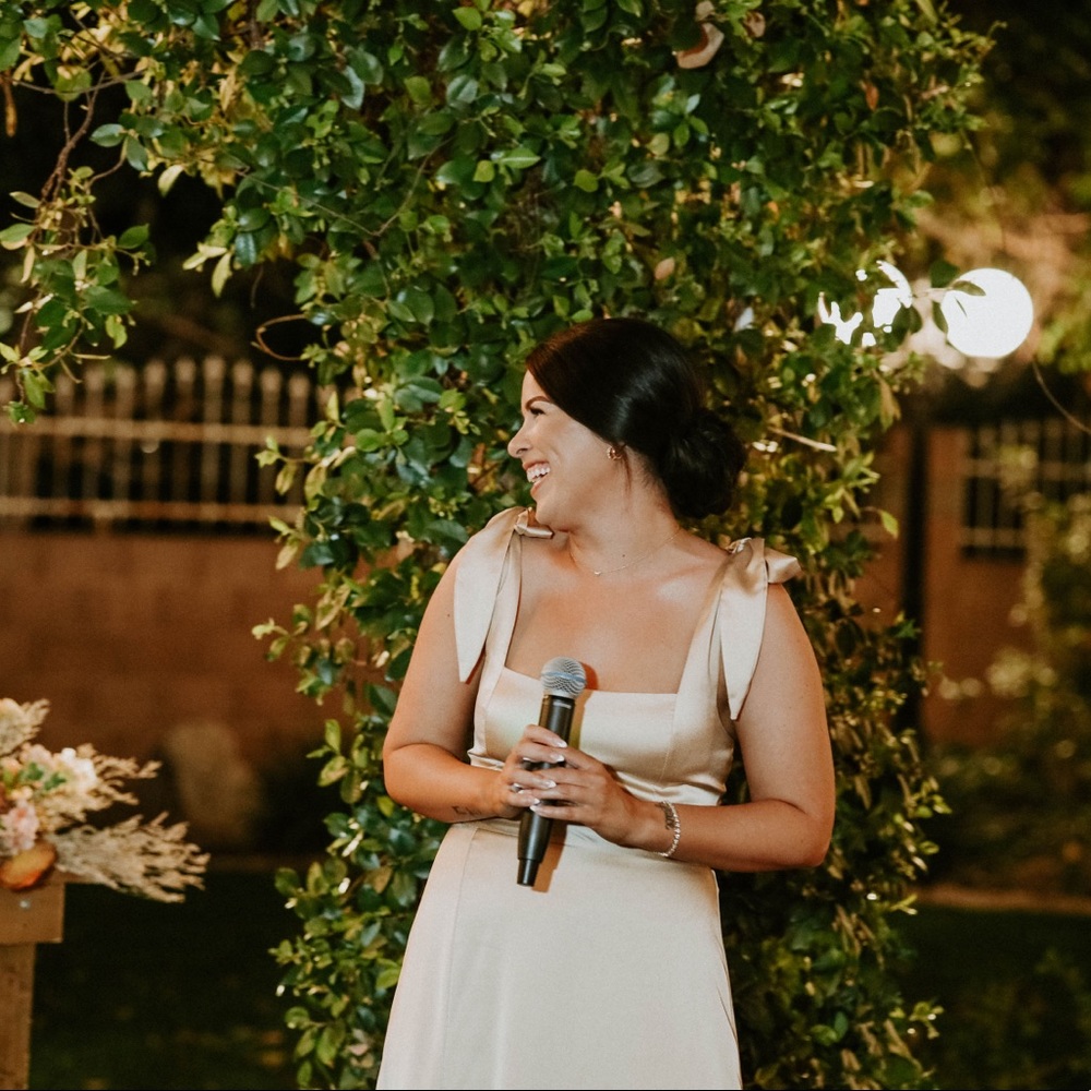 Show me your mumu, claire midi dress, excellent condition, satin champagne